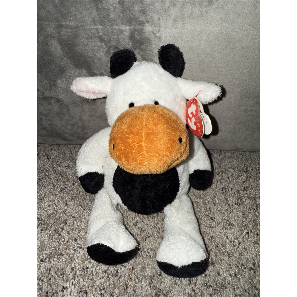 2002 Ty Pluffies Grazer‎ the Cow - 9" Plush